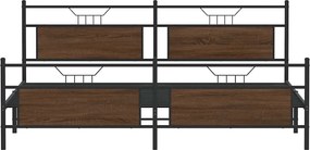 vidaXL Σκελετός Κρεβ. Χωρίς Στρώμα Καφέ Δρυς 193x201 εκ. Μεταλλικό