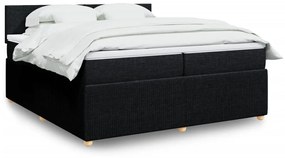 vidaXL Κρεβάτι Boxspring με Στρώμα Μαύρο 200x200 εκ. Υφασμάτινο