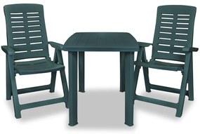 vidaXL Σετ Επίπλων Bistro 3 Τεμαχίων Πράσινο Πλαστικό