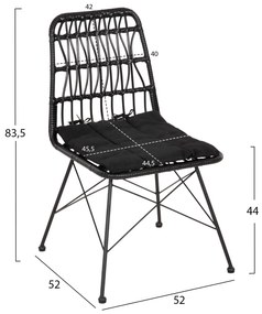 ΚΑΡΕΚΛΑ ΕΞ.ΧΩΡΟΥ ALLEGRA HM5453.12 ΜΕΤΑΛΛΟ-ΜΑΞΙΛΑΡΙ-WICKER ΜΑΥΡΟ 52x52x83,5Yεκ. - 0610467 - HM5453.12