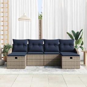 vidaXL Σετ Καναπέ με μαξιλάρι 5 pcs συνθετικό ρατάν