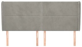 Κεφαλάρι με Πτερύγια Ανοιχτό Γκρι 163x23x118/128 εκ. Βελούδινο 3117870
