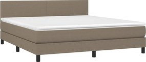 vidaXL Κρεβάτι Boxspring με Στρώμα &amp; LED Taupe 180x200 εκ. Υφασμάτινο