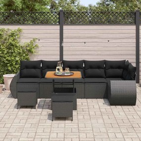 vidaXL Σετ Καναπέ Κήπου 9 pcs Μαύρο συνθετικό ρατάν