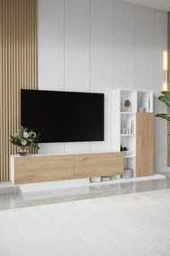 Stewehome Ράφι βιβλιοθήκης με ντουλάπι για τηλεόραση 210x30x124 cm