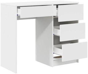 vidaXL Λευκό Γραφείο Γραφής Λευκό MDF Μεσαίο Αποθήκευση