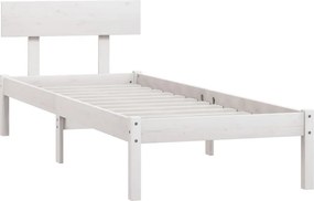 vidaXL Πλαίσιο Κρεβατιού Λευκό 75x190 εκ. Μασίφ Ξύλο Small Single