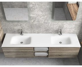 Νιπτήρας Ένθετος Επίπλου Διπλός Space-175v2 175x46x16cm White Karag Ομοιογενές