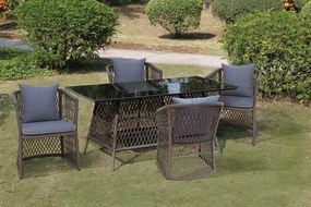 Τραπεζαρία Σετ 5 Τεμαχίων Ipanema 186498 160x90x75 Dark Grey Four Seater