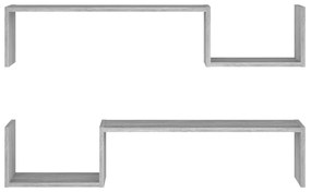 Ράφια Τοίχου 2 τεμ. Γκρι Sonoma 100x15x20 εκ. από Επεξεργ. Ξύλο - Γκρι