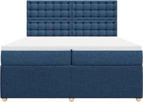 vidaXL Κρεβάτι Boxspring με Στρώμα Μπλε 200x200 εκ. Υφασμάτινο