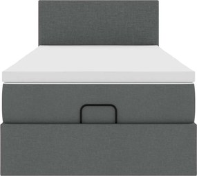 vidaXL Οθωμανικό κρεβάτι με στρώμα Σκούρο γκρι 80x200cm ύφασμα