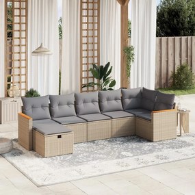 vidaXL Patio Sofa Set 7 τμχ. 6-θέσια Μπεζ και Γκρι