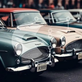 Intra Συλλεκτικό Ξύλινο Παζλ Plywood  4mm - Vintage αυτοκίνητα παρκαρισμένα στην άκρη του δρόμου Σε Ξύλινο Κουτί - Διαστάσεις Puzzle: 10x10 cm – 25 κομμάτια