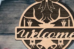 Σετ των 2 Intra απο ξύλο plywood 3mm-4mm πάχος - Χριστουγεννιάτικη πινακίδα υποδοχής πόρτας με λέιζερ Δίασταση 15x15 cm INTRAFABR-73114258