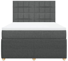 Κρεβάτι Boxspring με Στρώμα Σκούρο Γκρι 140x190 εκ. Υφασμάτινο - Γκρι