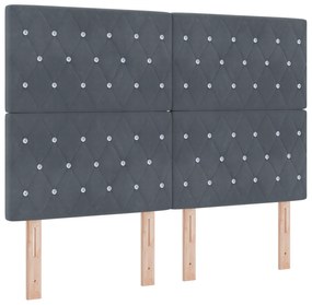 vidaXL Κρεβάτι Κουτιού με Στρώμα Σκούρο Γκρι 140x200 cm Βελούδο