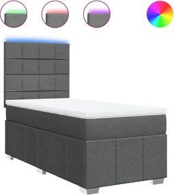 vidaXL Κρεβάτι Boxspring με Στρώμα Σκούρο Γκρι 100x200 εκ. Υφασμάτινο