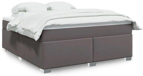 vidaXL Κρεβάτι Boxspring με Στρώμα Γκρι 180x200 εκ. Συνθετικό Δέρμα