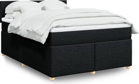 vidaXL Κρεβάτι Boxspring με Στρώμα Μαύρο 160x200 εκ. Υφασμάτινο
