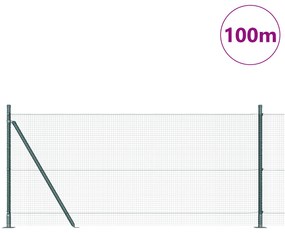 vidaXL Φράκτης  με 13 Φλάντζες Πράσινος 0.8x100 μ Μέταλλο