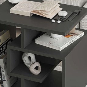 Τραπεζάκι βοηθητικό Labirent Megapap χρώμα ανθρακί 54x40x45εκ.