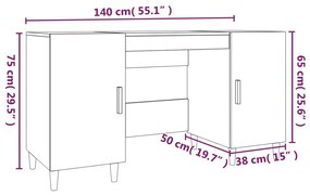 Γραφείο Λευκό 140 x 50 x 75 εκ. από Επεξεργασμένο Ξύλο - Λευκό