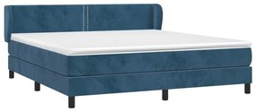 Κρεβάτι Boxspring με Στρώμα Σκούρο Μπλε 160x200 εκ. Βελούδινο - Μπλε