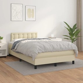 vidaXL Κρεβάτι Boxspring με Στρώμα Κρεμ 120x200εκ. από Συνθετικό Δέρμα