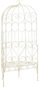 vidaXL Παγκάκι Κήπου Αντικέ Λευκό 95 εκ. Σιδερένιο