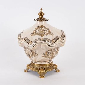 Φοντανιέρα Πορσελάνινη 752-21027 21x21x28cm White-Gold Estheti Home Porcelain
