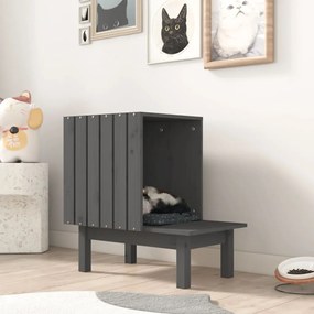 vidaXL Σπίτι Γάτας Γκρι 60 x 36 x 60 εκ. από Μασίφ Ξύλο Πεύκου