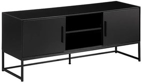 Τραπέζι Tv Riverton 432, Μαύρο, Με πόρτες, 130x55x40cm