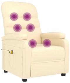 vidaXL Πολυθρόνα Μασάζ Κρεμ από Συνθετικό Δέρμα