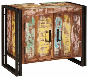 vidaXL Ντουλάπι νιπτήρα με ράφι Πολύχρωμο Στερεό Ανακτηθέν Ξύλο