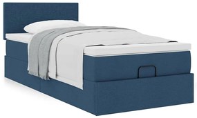 vidaXL Οθωμανικό κρεβάτι με στρώμα μπλε 100x200cm ύφασμα