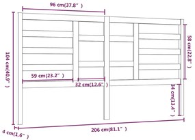 Κεφαλάρι Κρεβατιού 206 x 4 x 104 εκ. από Μασίφ Ξύλο Πεύκου - Καφέ