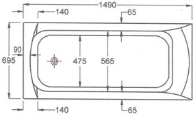 Μπανιέρα Sanitec Rosa-140 x 70 εκ.