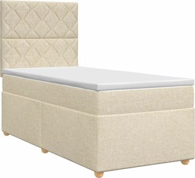 vidaXL Κρεβάτι box spring με στρώμα Κρεμ 90 x 190 cm Ύφασμα