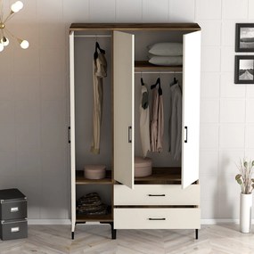 Τριφυλλη Ντουλαπα Καρυδια/Κρεμ SOLANO 47.5x120x201.4