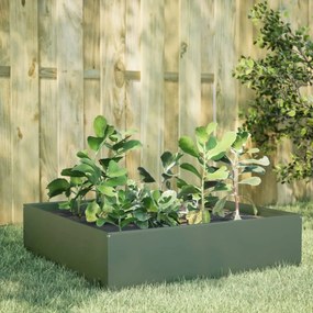 vidaXL Ζαρντινιέρα Υπερυψωμένη Λαδί 100x100x41 εκ. Ατσάλι