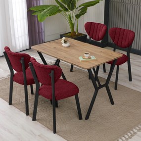 Extendable Dining Table &amp; Chairs Set (5 Pieces) Elma - Burgundy, Walnut Burgundy
Walnut