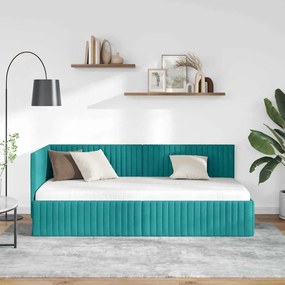 vidaXL Κρεβάτι Γωνίας με κεφαλάρι Τιρκουάζ 90 x 190 cm Βελούδο