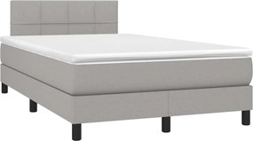 vidaXL Κρεβάτι Boxspring με Στρώμα &amp; LED Αν.Γκρι 120x200 εκ Υφασμάτινο