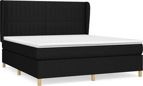 vidaXL Κρεβάτι Boxspring με Στρώμα Μαύρο 180x200 εκ. Υφασμάτινο