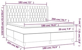 Κρεβάτι Boxspring με Στρώμα Κρεμ 180x200 εκ. Υφασμάτινο - Κρεμ