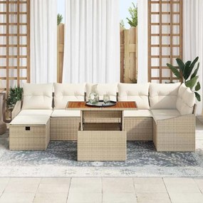 vidaXL Σετ Καναπέ Κήπου 8 pcs Μπεζ συνθετικό ρατάν