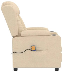 vidaXL Πολυθρόνα Μασάζ Κρεμ Υφασμάτινη