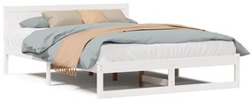 vidaXL Σκελετός Κρεβατιού Λευκό 140 x 200 cm Μασίφ ξύλο πεύκου