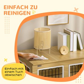 PawHut Κλουβί Σκύλου, Πλενόμενο Μαξιλάρι, Κλουβί Σκύλου, 2 Κλειδαριές, 90 cm x 58 cm x 65 cm, Φυσικό + Μαύρο + Λευκό